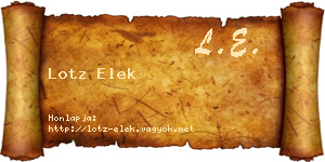 Lotz Elek névjegykártya